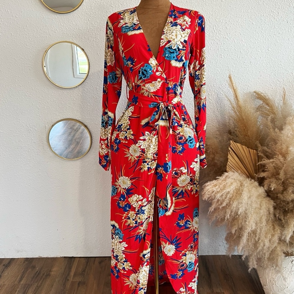 Floral Red Dress